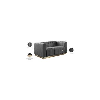 Marlon Grey Velvet Loveseat