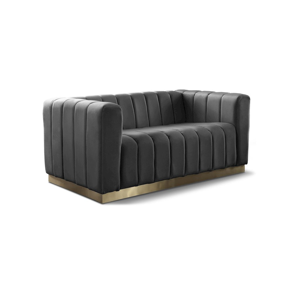 Marlon Grey Velvet Loveseat