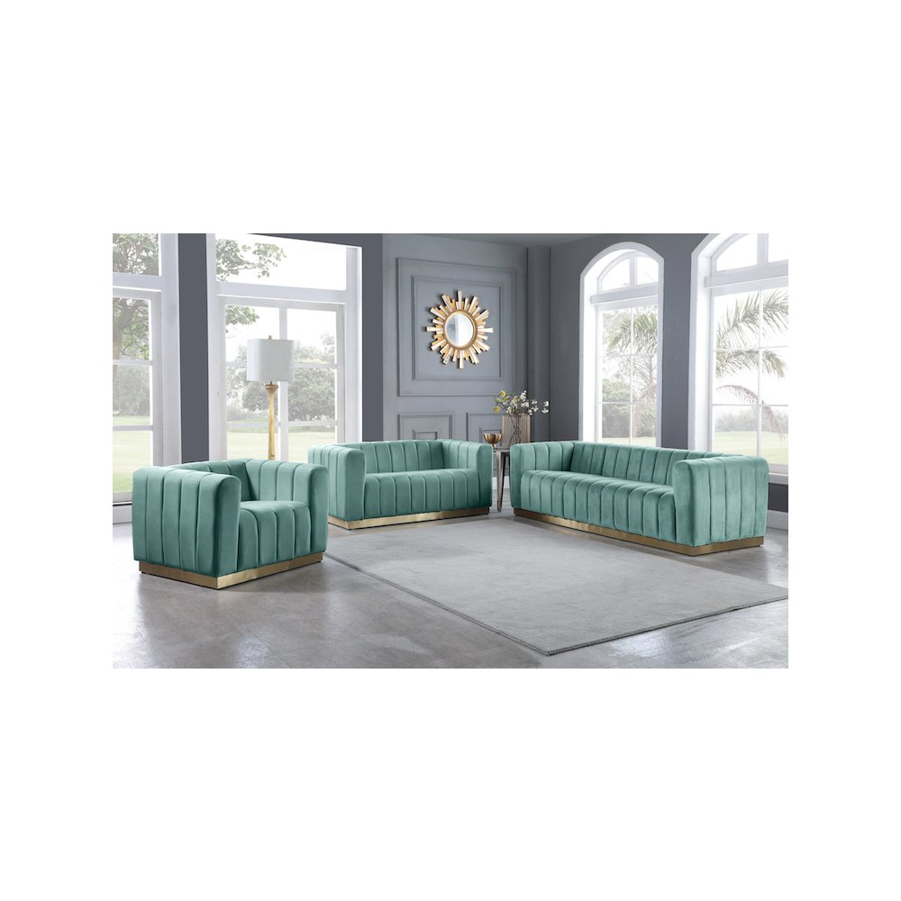 Marlon Mint Velvet Loveseat