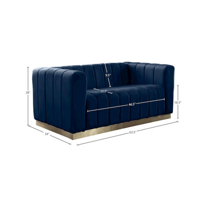 Marlon Navy Velvet Loveseat