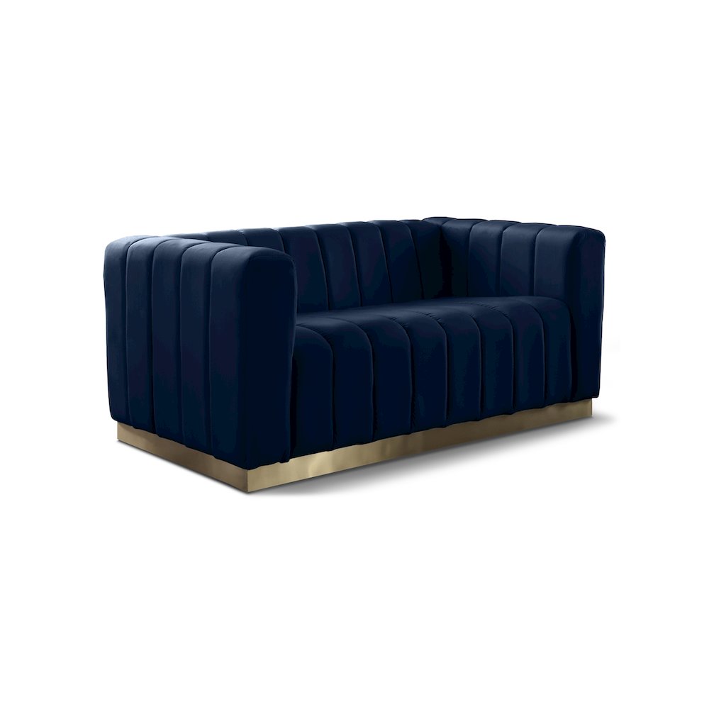Marlon Navy Velvet Loveseat