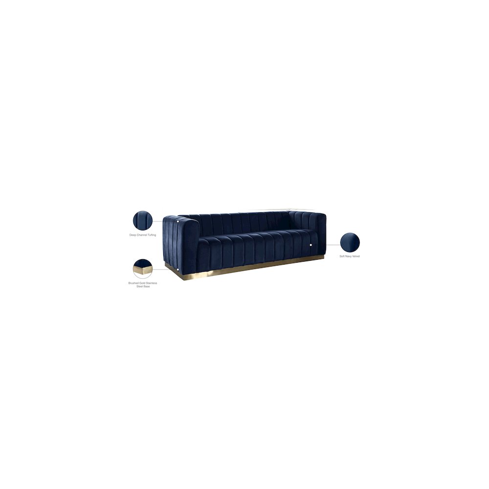 Marlon Navy Velvet Sofa