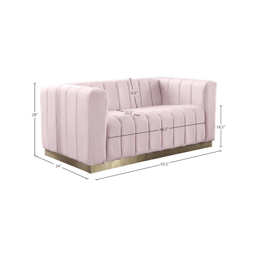Marlon Pink Velvet Loveseat