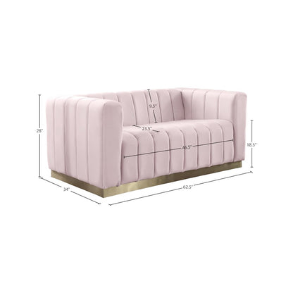 Marlon Pink Velvet Loveseat