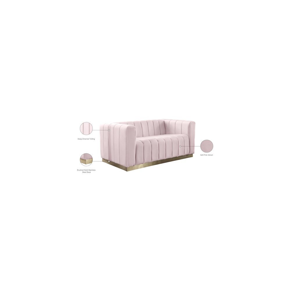 Marlon Pink Velvet Loveseat