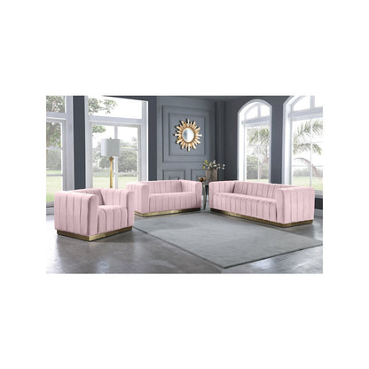 Marlon Pink Velvet Loveseat