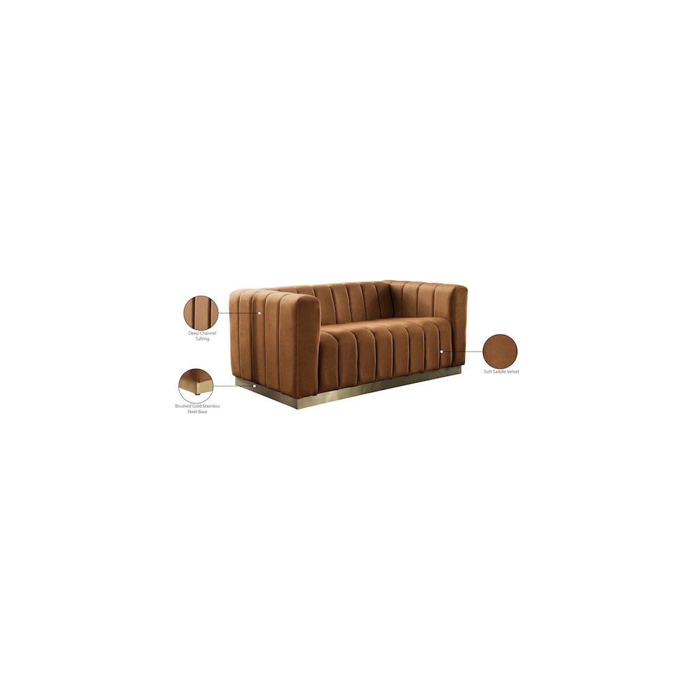 Marlon Saddle Velvet Loveseat