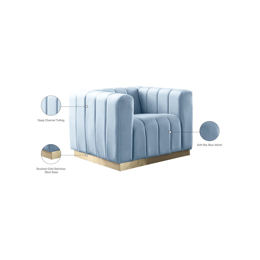 Marlon Sky Blue Velvet Chair