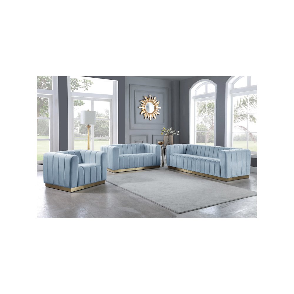 Marlon Sky Blue Velvet Chair