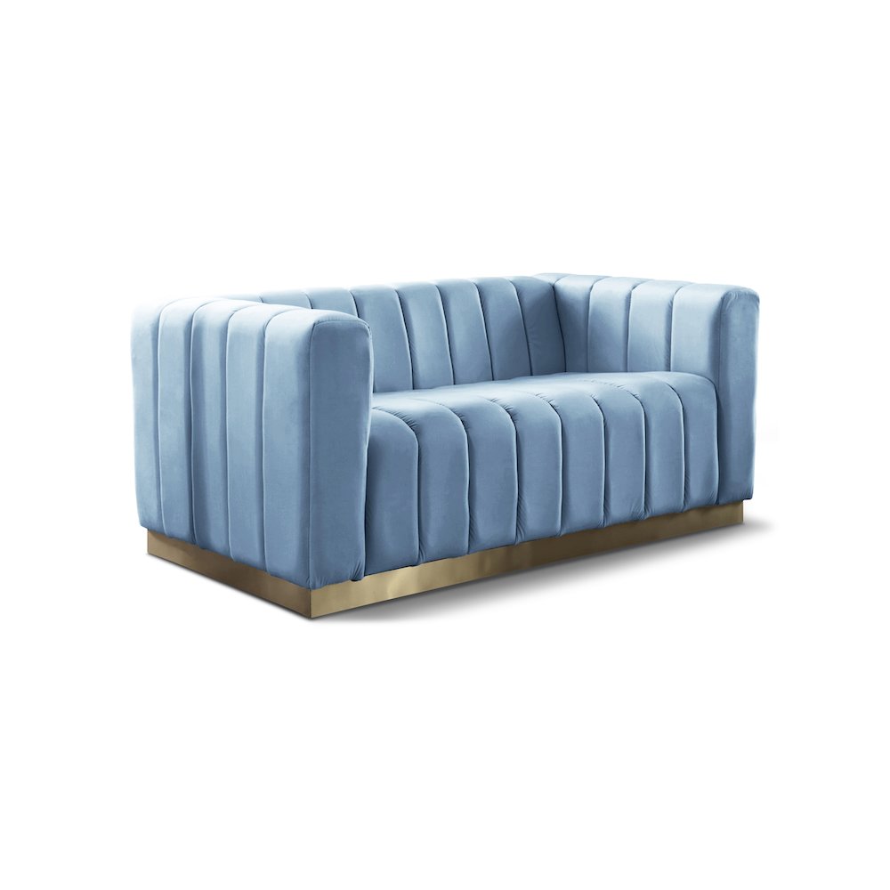 Marlon Sky Blue Velvet Loveseat