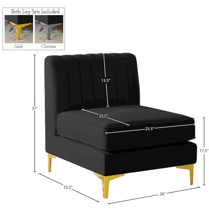 Alina Black Velvet Armless Chair