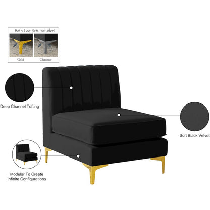 Alina Black Velvet Armless Chair