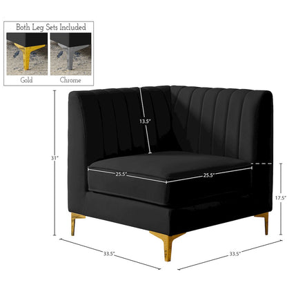 Alina Black Velvet Corner Chair