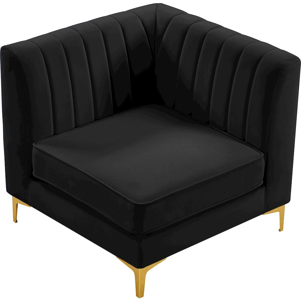 Alina Black Velvet Corner Chair