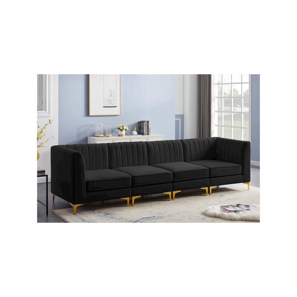 Alina Black Velvet Modular Sofa