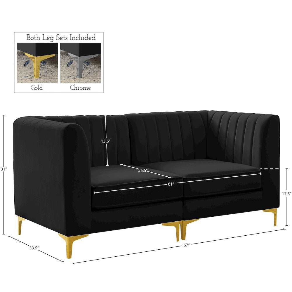 Alina Black Velvet Modular Sofa