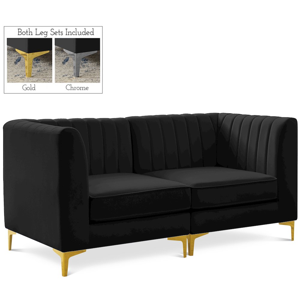 Alina Black Velvet Modular Sofa