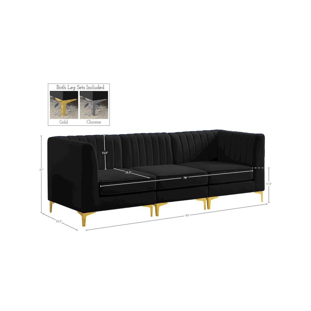 Alina Black Velvet Modular Sofa