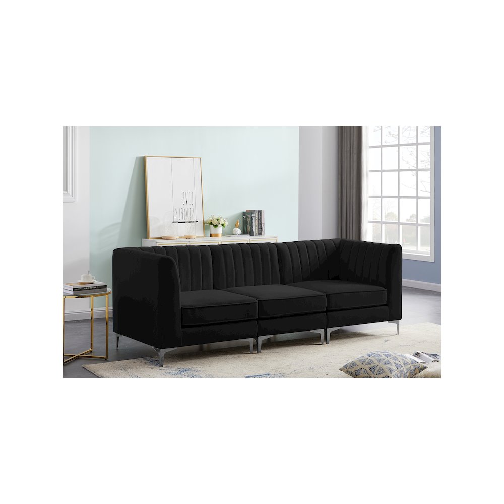 Alina Black Velvet Modular Sofa