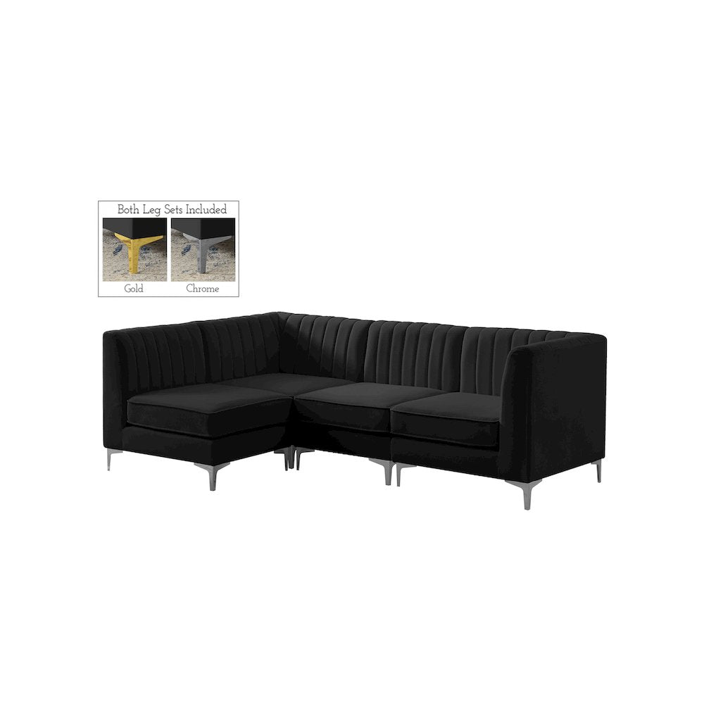 Alina Black Velvet Modular Sectional