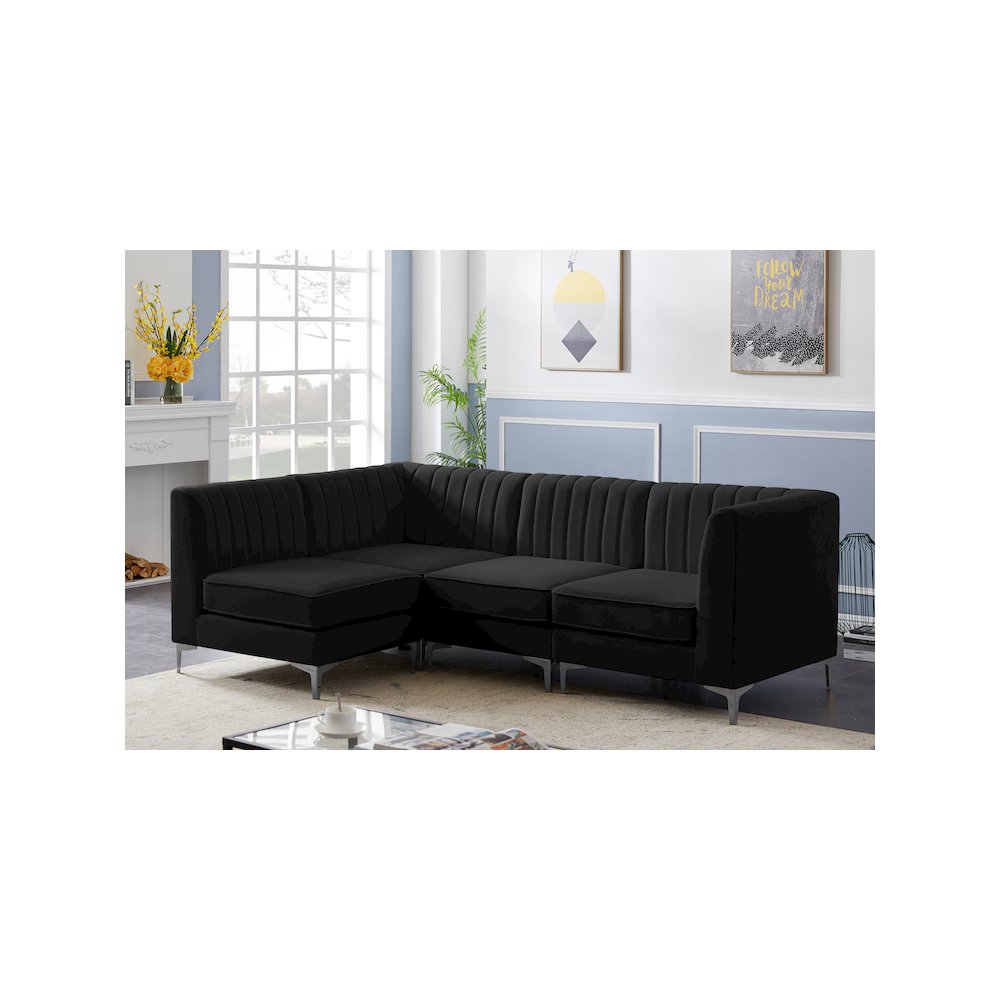 Alina Black Velvet Modular Sectional