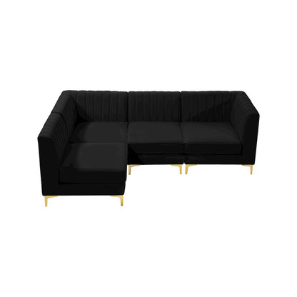 Alina Black Velvet Modular Sectional