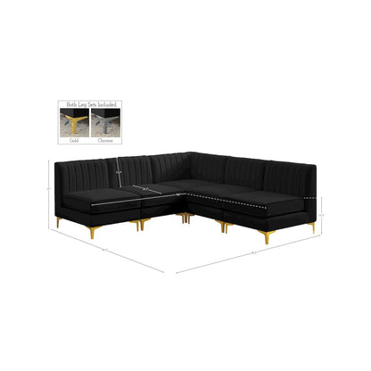 Alina Black Velvet Modular Sectional