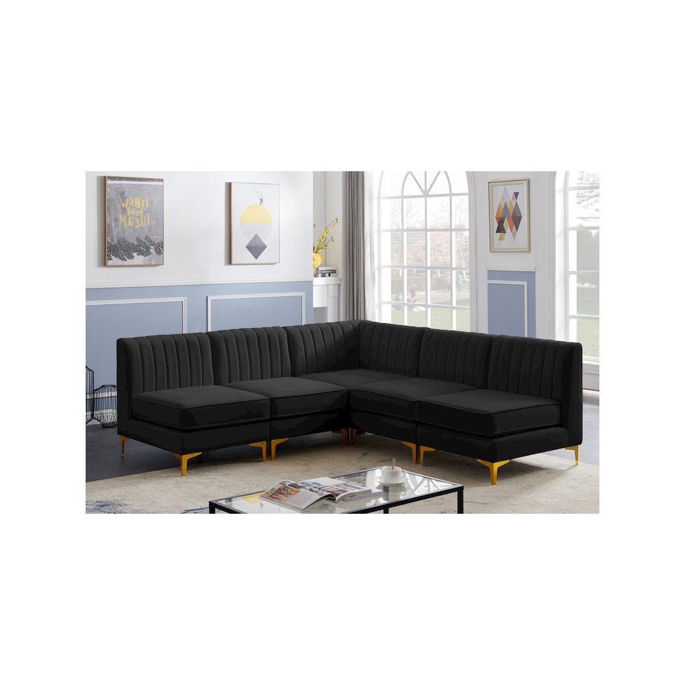 Alina Black Velvet Modular Sectional