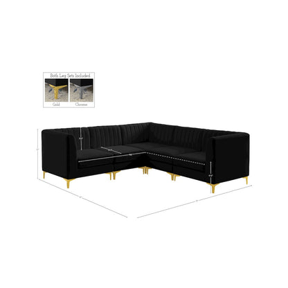 Alina Black Velvet Modular Sectional