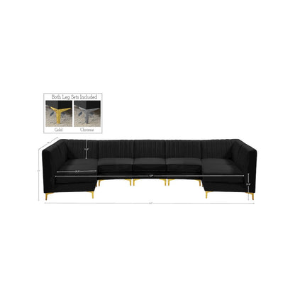 Alina Black Velvet Modular Sectional
