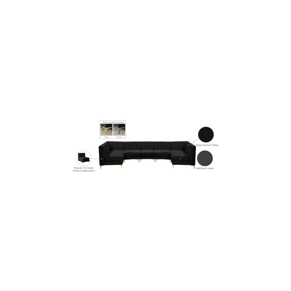Alina Black Velvet Modular Sectional