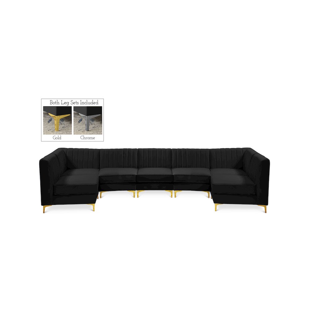Alina Black Velvet Modular Sectional