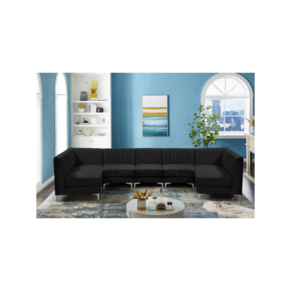 Alina Black Velvet Modular Sectional