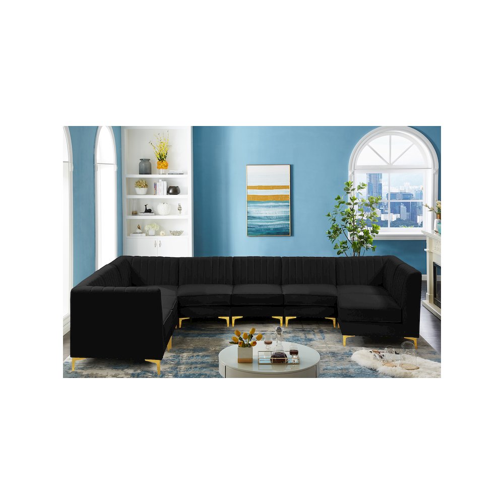 Alina Black Velvet Modular Sectional