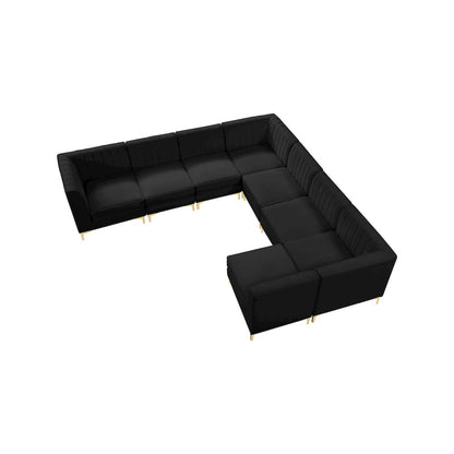 Alina Black Velvet Modular Sectional