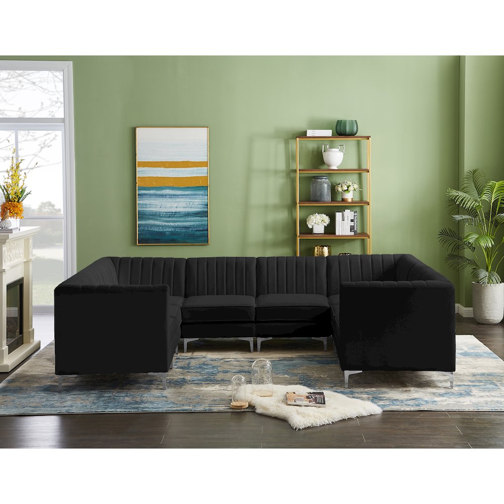Alina Black Velvet Modular Sectional