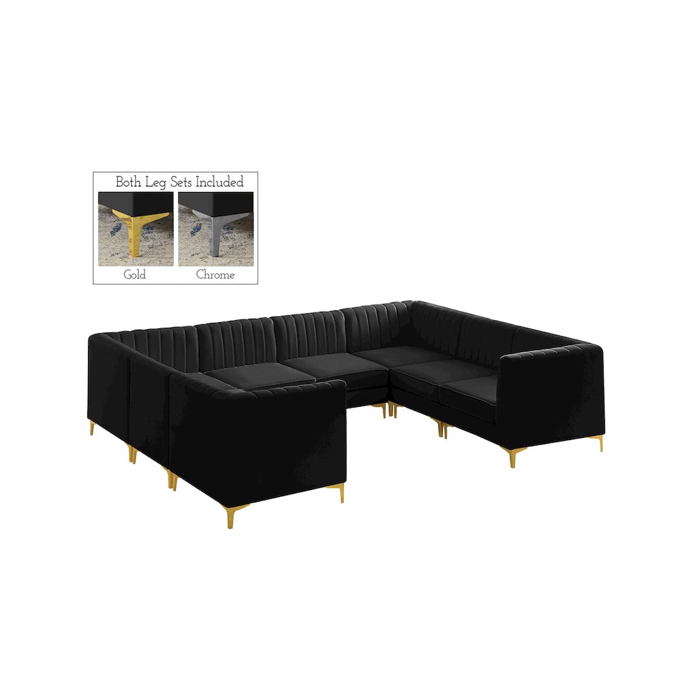 Alina Black Velvet Modular Sectional