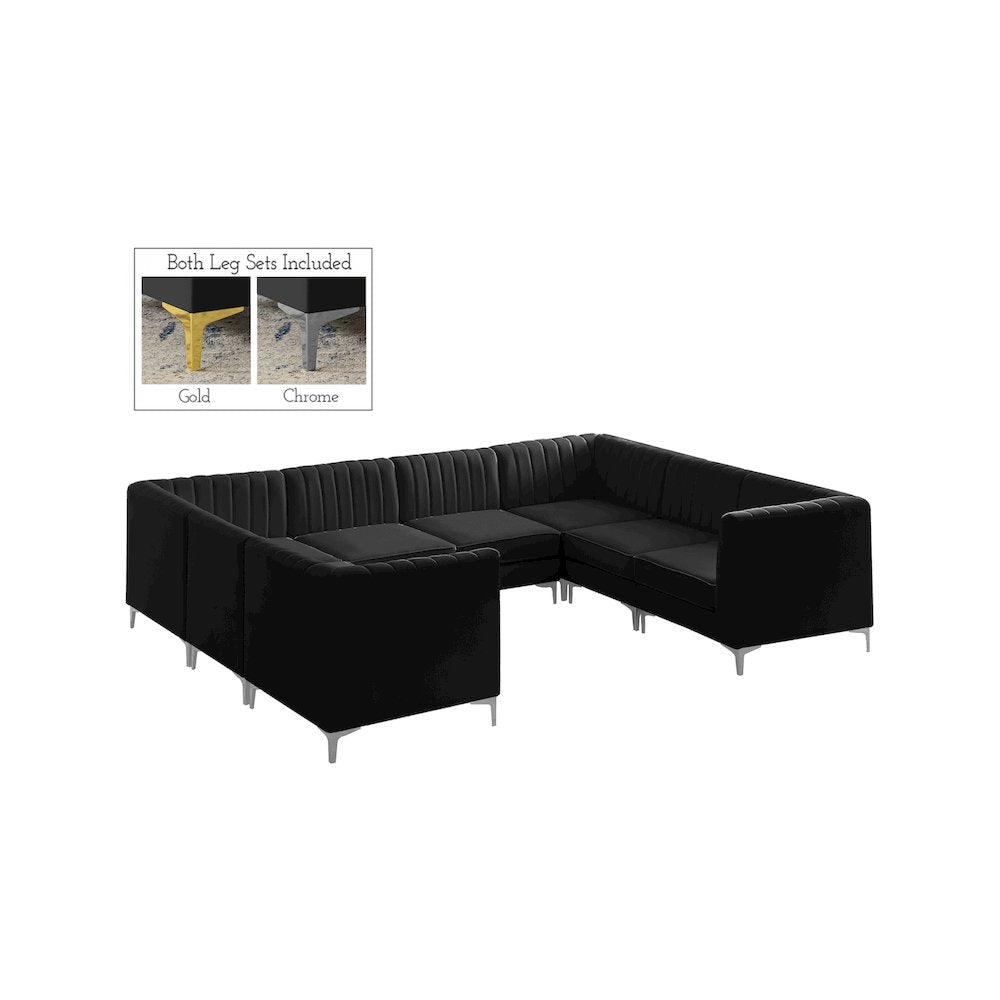 Alina Black Velvet Modular Sectional