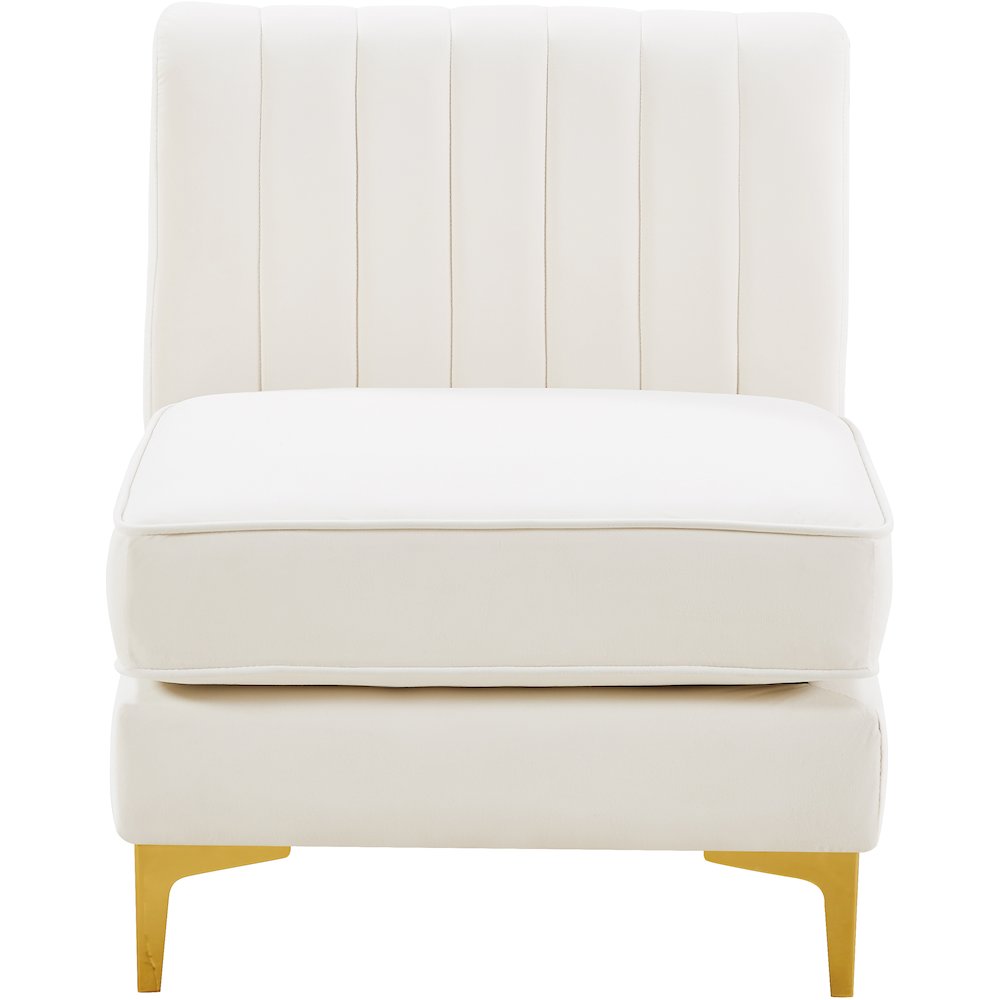 Alina Cream Velvet Armless Chair