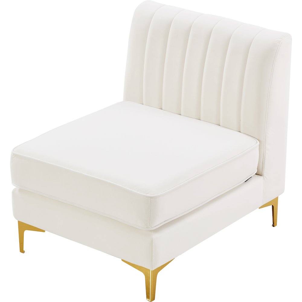 Alina Cream Velvet Armless Chair