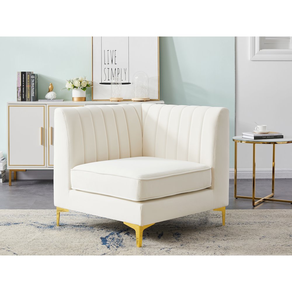 Alina Cream Velvet Corner Chair