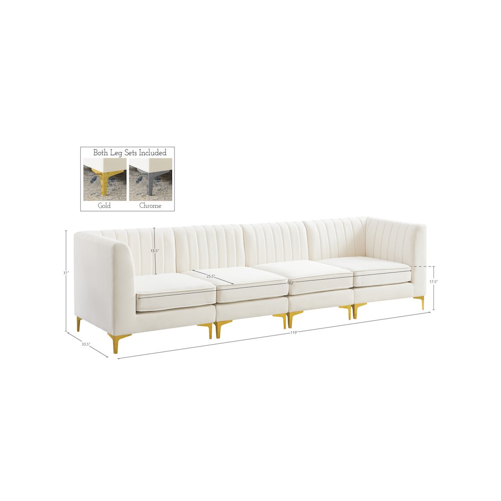 Alina Cream Velvet Modular Sofa