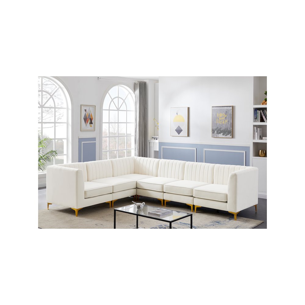 Alina Cream Velvet Modular Sectional