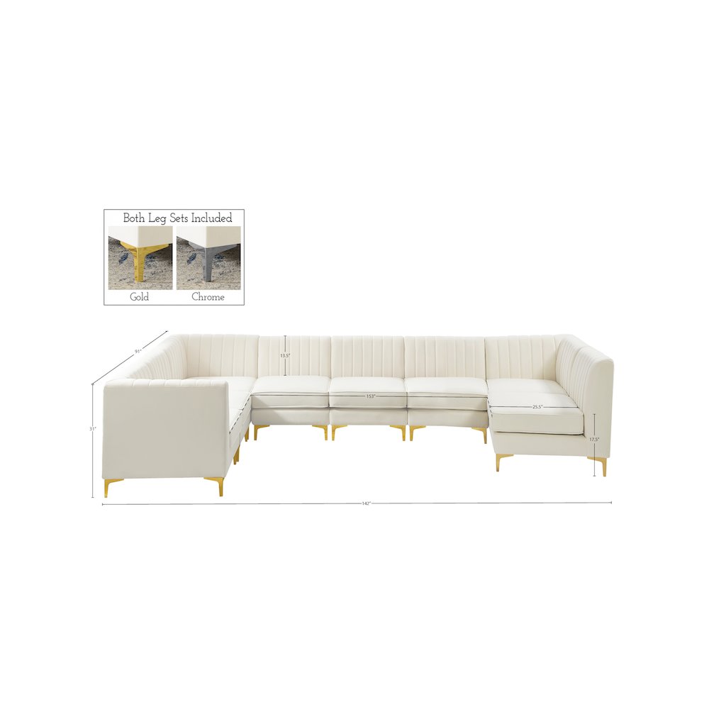 Alina Cream Velvet Modular Sectional