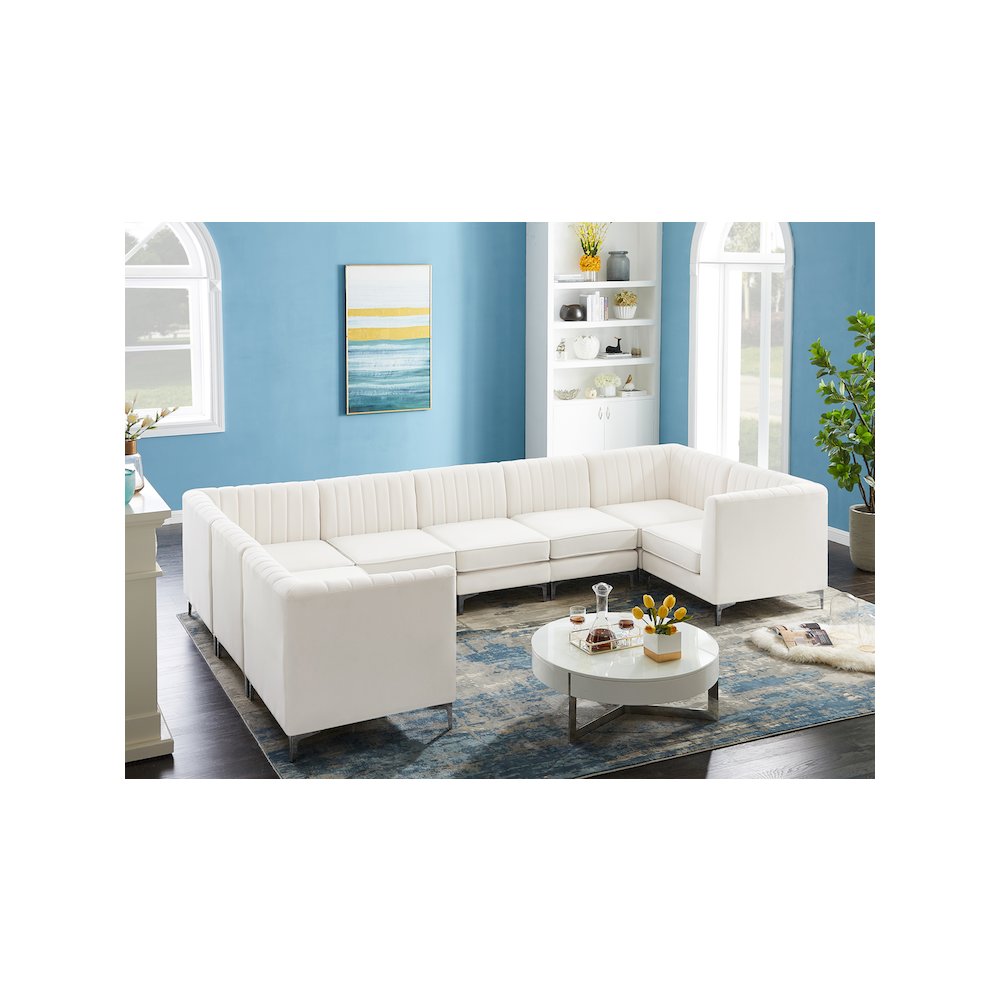 Alina Cream Velvet Modular Sectional