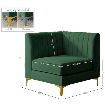 Alina Green Velvet Corner Chair