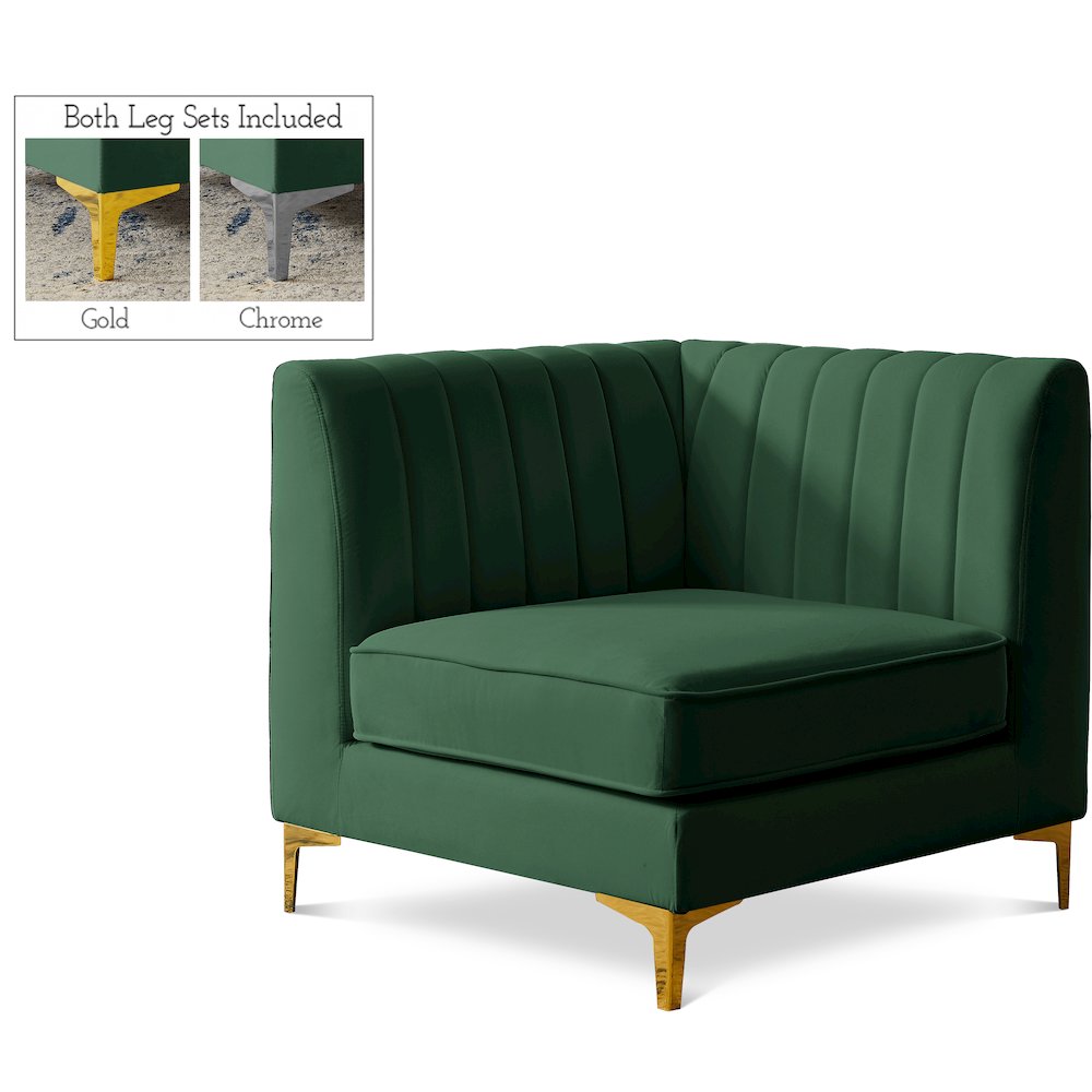 Alina Green Velvet Corner Chair
