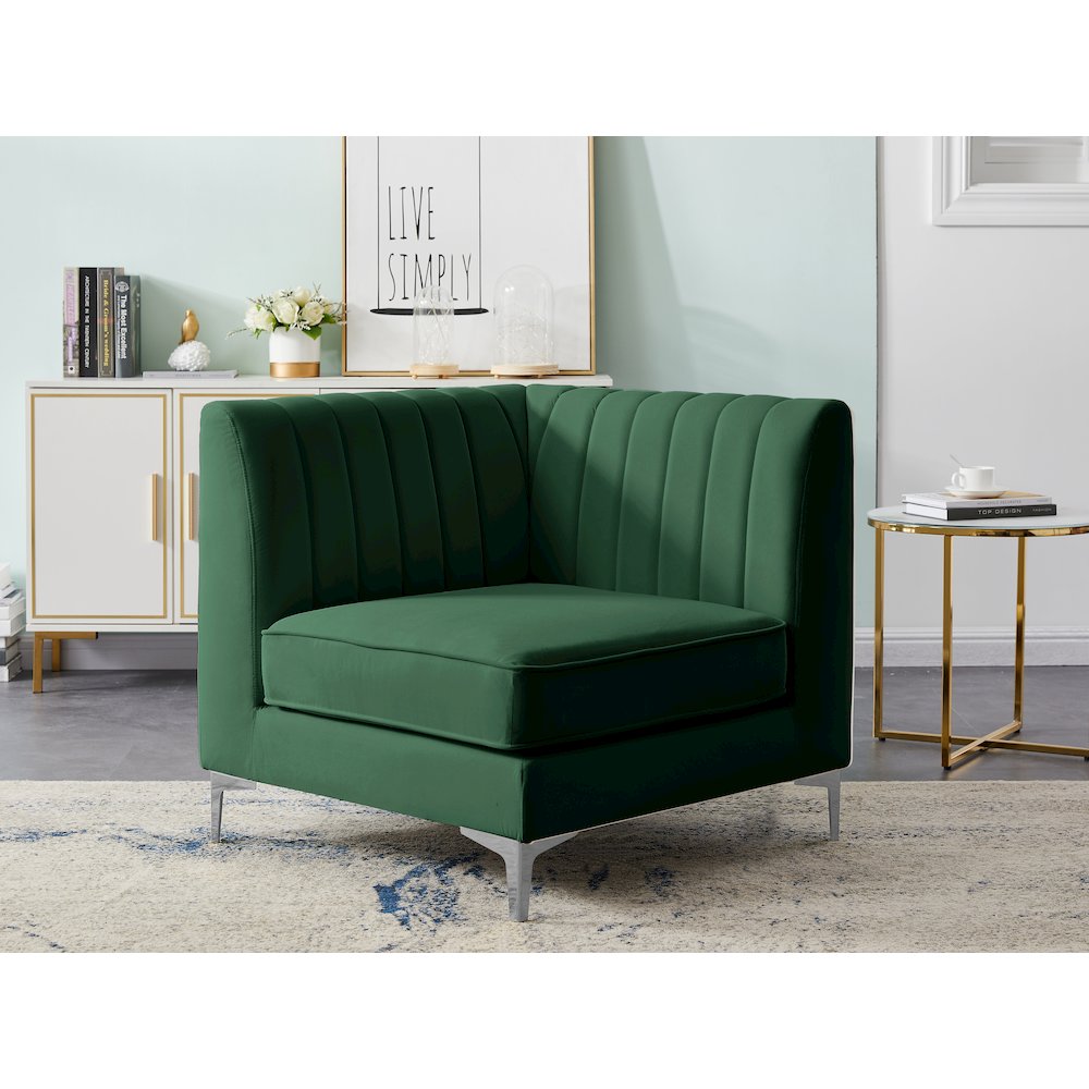 Alina Green Velvet Corner Chair