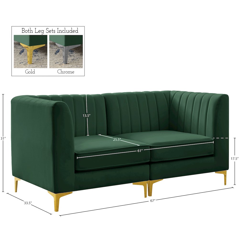 Alina Green Velvet Modular Sofa