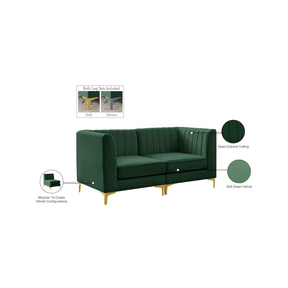 Alina Green Velvet Modular Sofa